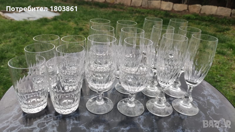 3 модела кристални чаши с еднаква шарка по 6 бр. от вид, снимка 1