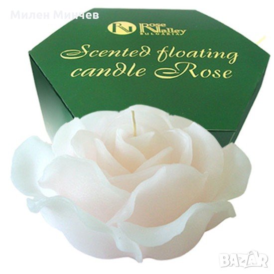 Ароматна плаваща свещ бяла роза и ванилия 300 гр., снимка 1