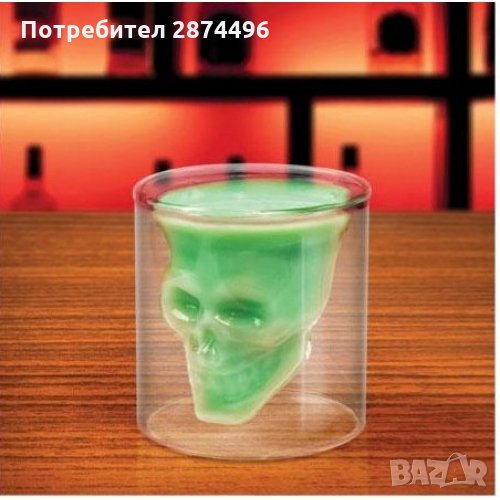 1020 Стъклена чаша череп, снимка 1
