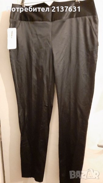 НОВ с Етикет ДАМСКИ ЧЕРЕН САТЕНЕН ПАНТАЛОН - Размер 42, снимка 1