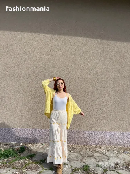  Жълта Плетена Жилетка – Бохо Слънчево Настроени, снимка 1