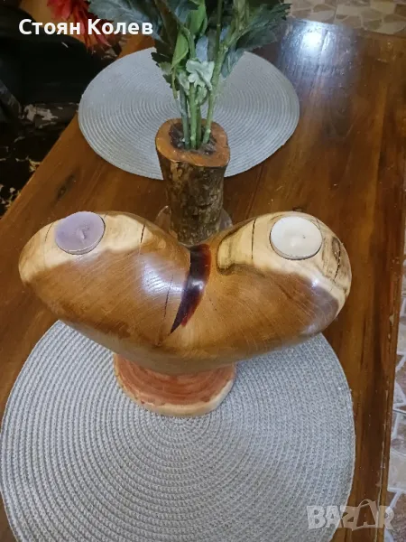Дървено сърце свещеник , снимка 1