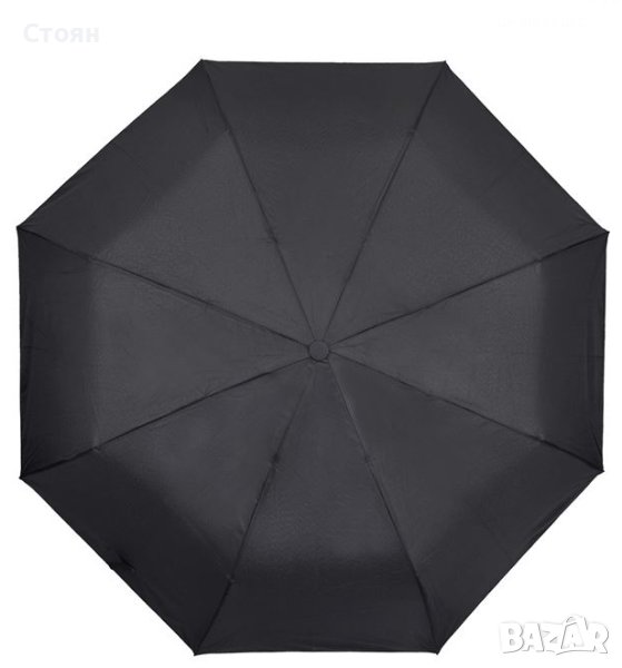 Автоматичен черен чадър за дъжд с гумирана дръжка 31,5 см, снимка 1
