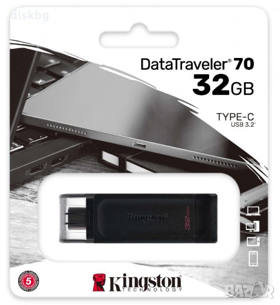 Нова USB 32GB Flash памет Kingston DT70, USB 3.0, USB TYPE C - запечатана, снимка 1