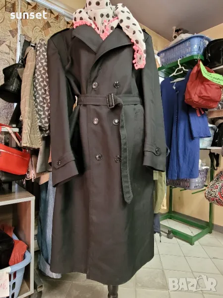 дълъг черен тренчкот, шлифер- XXL, снимка 1