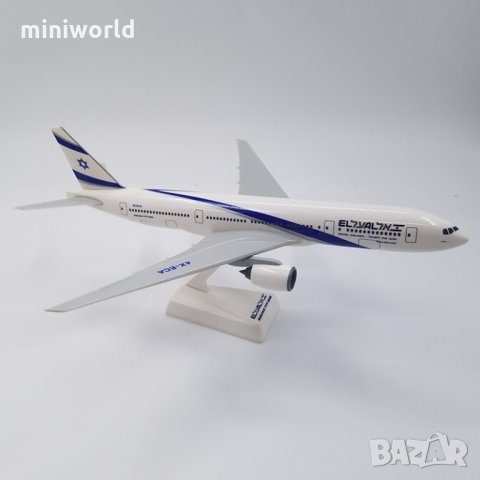 самолет Boeing 777-200 EL AL Israel Airlines 4X-ECC Pacmin - мащаб 1:100 (32 см.) пластмасов модел, снимка 5 - Колекции - 32110733