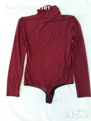 Вишнево луксозно боди ефирно прозрачно секси със закопчаване в долната част , дълъг ръкав , поло., снимка 8 - Корсети, бюстиета, топове - 37344327