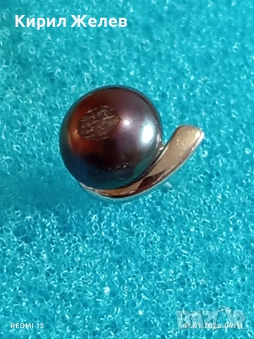 Сребърна обеца с Перла винтидж стил майсторска изработка 52811, снимка 4 - Обеци - 53059945