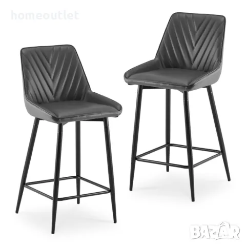 ПРОМОЦИЯ Бар столове с тапицерия от висококачествена PU кожа, к-т от 2бр C-U-BS-C0326GY