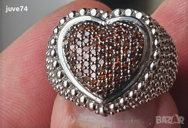 СРЕБЪРЕН ПРЪСТЕН С ЕСТЕСТВЕНИ ЧЕРВЕНИ ДИАМАНТИ  СЕРТИФИКАТ, снимка 3 - Пръстени - 54038967