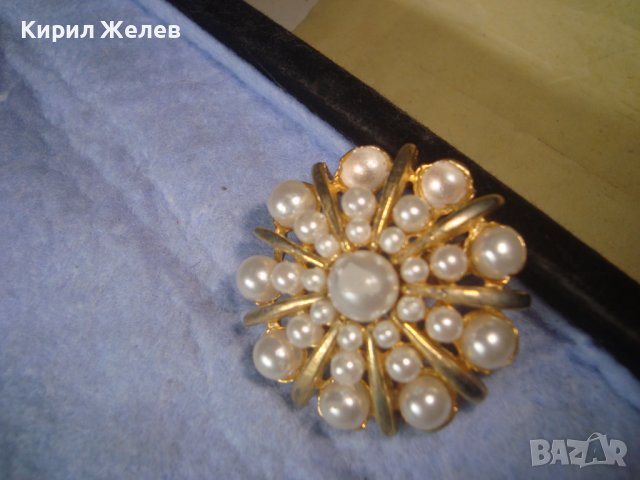ПОЗЛАТЕНА ПЕРЛЕН ТИП ВИНТИДЖ АРТ ДЕКО СТИЛ СТАРА БРОШКА 14495, снимка 7 - Други - 37656713