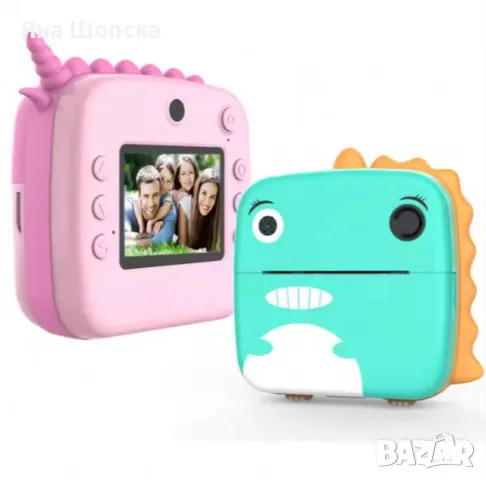 Детски фотоапарат с незабавен печат – 1080P, 2.4″ екран, син/розов, снимка 4 - Фотоапарати - 55801704