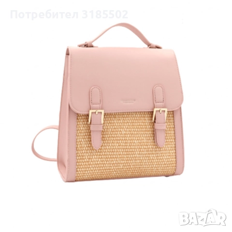 Кокетна дамска раничка, със сламени детайли