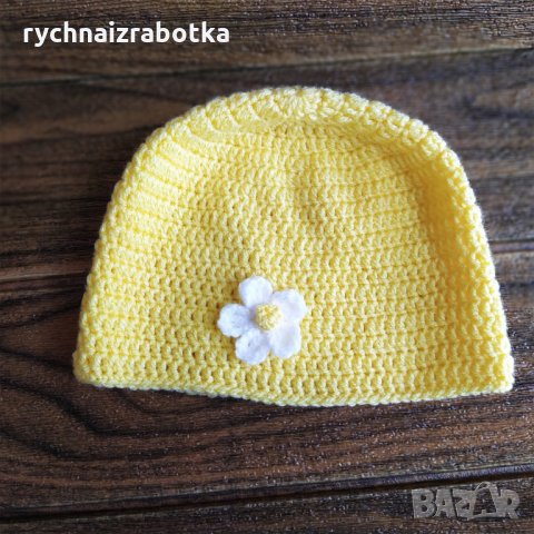 Детска жълта плетена шапка - 2-3 год.