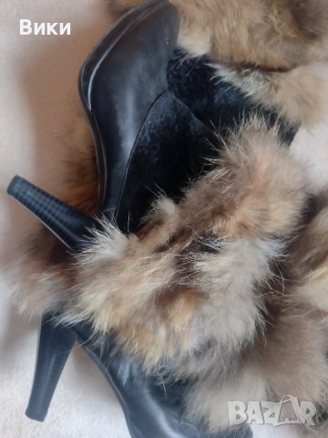 Зимни ботуши естествена кожа с естествен косъм лисица на ток , снимка 3 - Дамски ботуши - 39323181