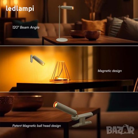 Настолна LED Магнитна Лампа 3W Бяла Неутрално Бяла Светлина, снимка 4 - Настолни лампи - 42893641