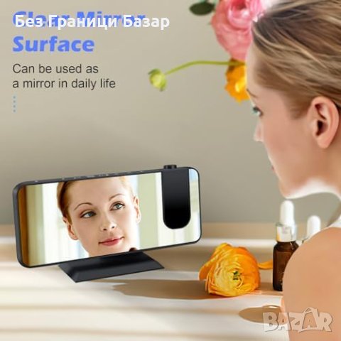 Нов Проекторен Будилник с Двойна Аларма и USB - Черен, снимка 4 - Друга електроника - 44498672