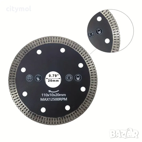 Диамантен режещ диск за рязане на керамика, фаянс, камък и др. 115мм, снимка 2 - Диамантени и режещи инструменти - 52092705