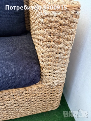 Ратанов фотьойл -обемен и масивен , снимка 3 - Дивани и мека мебел - 54042933