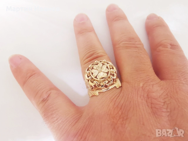 Златен пръстен детелина , снимка 8 - Пръстени - 52429323