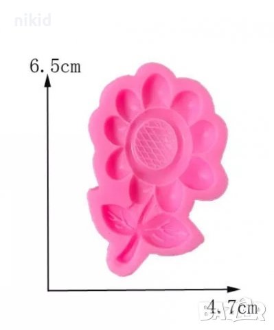 Цвете на стъбло с листа силиконов молд форма фондан декор, снимка 2 - Форми - 39217049