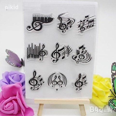 Ноти ключ Сол силиконов гумен печат декорация и украса за бисквитки фондан Scrapbooking