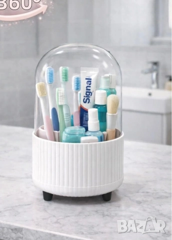 Нов въртящ се Органайзер за баня за паста и четки за зъби