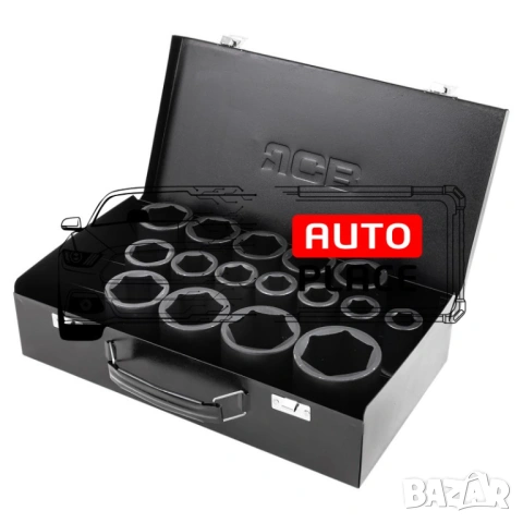 Комплект ударни вложки 16 части 3/4 (17 – 50 мм) 6-стенни JCB, снимка 2 - Други инструменти - 53897706