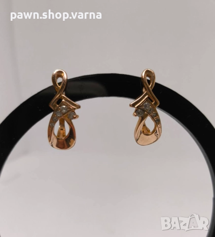 Елегантни златни обеци 585 с фианити – 5,30 г, снимка 3 - Обеци - 51408325