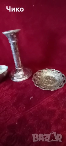малки посребрени съдчета и свещник, снимка 5 - Антикварни и старинни предмети - 53141105