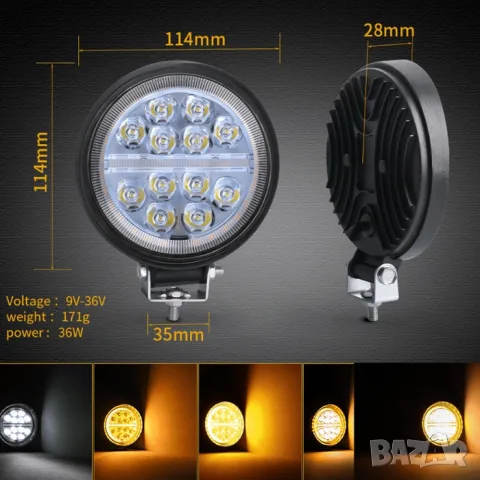 Компактен LED прожектор с вграден мигач 11.6 cm, снимка 3 - Аксесоари и консумативи - 55864046
