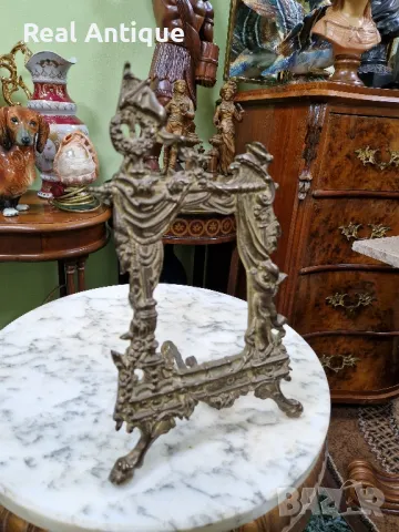 Стара страхотна антикварна английска бронзова поставка за снимки , снимка 4 - Антикварни и старинни предмети - 50263051