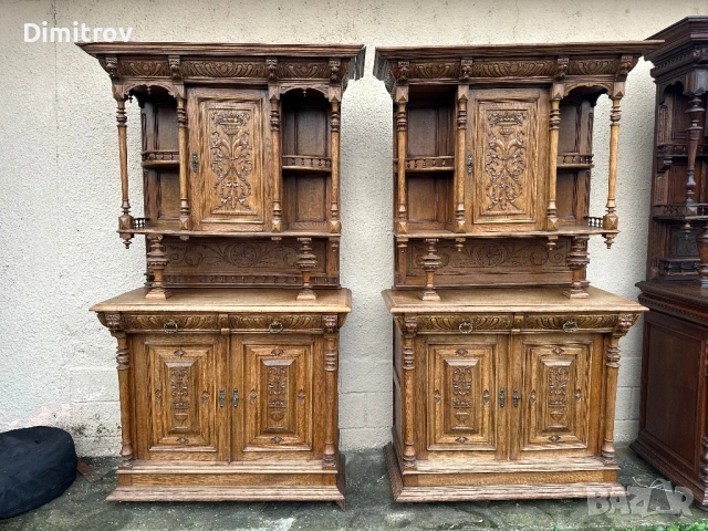 Френски бюфети, креденци, масивен дъб,  дърворезба 2бр.