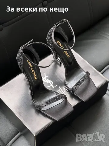 Yves Saint Laurent Дамски Черни Сандали С Камъни И Ток Код E237, снимка 5 - Дамски обувки на ток - 50412293