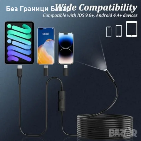 Нова Инспекционна камера 1920P HD 5м IP67 8 LED ендоскоп Android iOS Бороскоп, снимка 6 - Други инструменти - 56184786