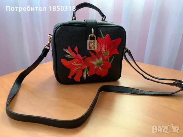 Дамска чанта естествена кожа ръчно рисувана