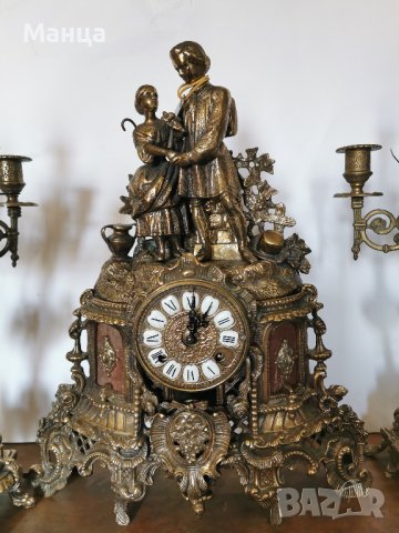 Каминен часовник бронзов , снимка 2 - Антикварни и старинни предмети - 36685540