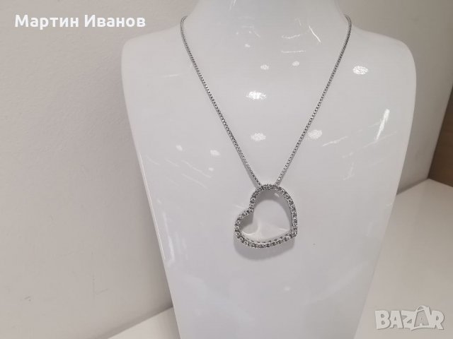 Златно колие със сърце -бяло злато , снимка 5 - Колиета, медальони, синджири - 13092630