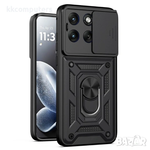 Калъф за Motorola Edge 70 Fusion+ 5G / Fusion 5G с Капаче за Камера и Стойка - PC+TPU, Военна защита