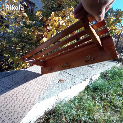 Стенна закачалка за дрехи и шапки дървена 64/24см, снимка 14 - Закачалки - 38486837