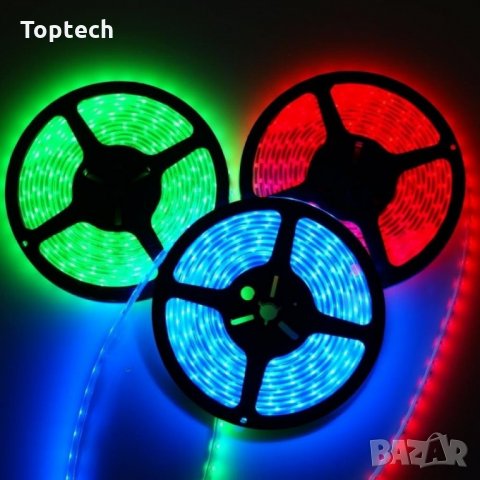 Комплект RGB LED лента, диод 3528, с дистанционно и захранване - 5 метра, снимка 4 - Лед осветление - 31204109