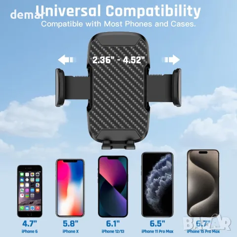 Vexloria Стойка за телефон за кола, 360° въртене, за всички телефони 4.0''-7.0'', снимка 7 - Аксесоари и консумативи - 50033673