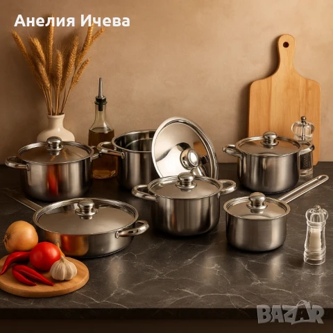 Професионален комплект тенджери Zeiplteir-12 части, снимка 2 - Прибори за хранене, готвене и сервиране - 51405588