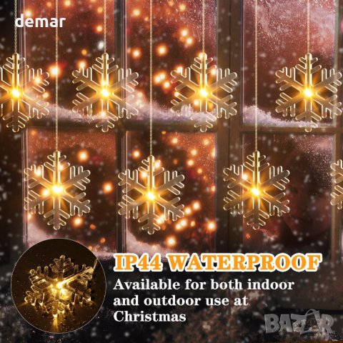 Коледни светлини за прозорци и стени със снежинки, снимка 6 - Декорация за дома - 42829646