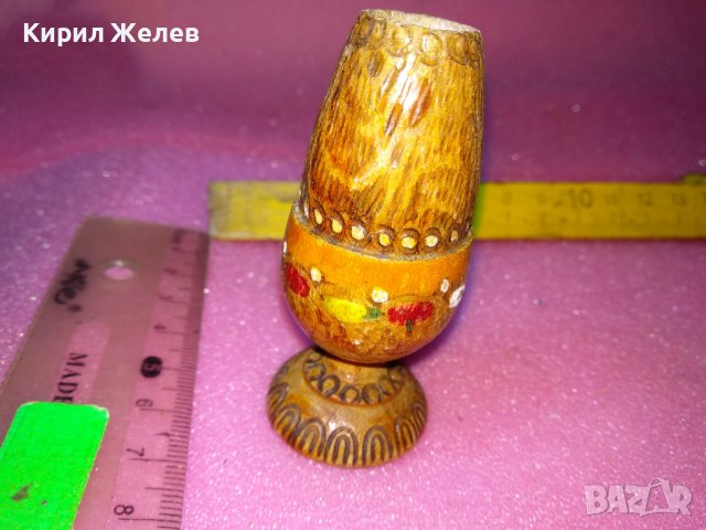 СТАРА ДЪРВЕНА ПИРОГРАФИРАНА МИНИАТЮРА ЧАШКА - МОЛИВНИК За КОЛЕКЦИЯ ДЕКОРАЦИЯ 26049, снимка 6 - Антикварни и старинни предмети - 44222306