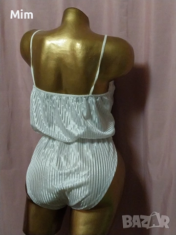 М /L Бяло сатенено боди , снимка 2 - Бельо - 53955040