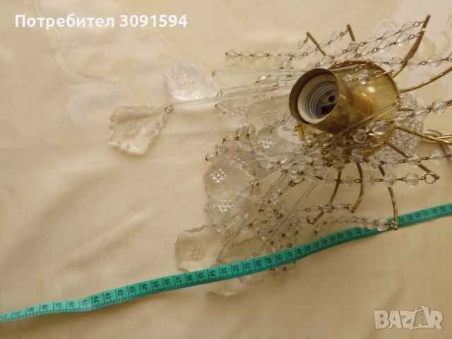  Елегантен-Чешки месингов  кристален полилей  , снимка 7 - Полилеи - 51798315