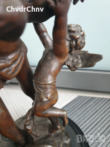 47см-4кг Moreau ЦАМ статуетка/стара френска скулптура/фигура на жена с ангел-херувим, снимка 11 - Статуетки - 54166401