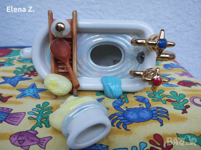 Уникален декоративен чайник Вана с патенце Swineside Англия, снимка 13 - Декорация за дома - 54003494