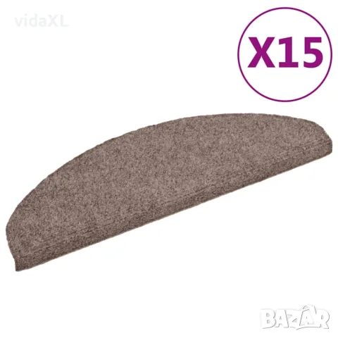 vidaXL Изтривалки за стълби, самозалепващи се, 15 бр., 65x21x4 см, светлокафяви, полукръгли, големи